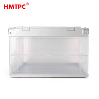 Grandes caisses de rangement en plastique pliable blanc clair pour fruits Boîte empilable noire Panier à linge pliable Boîte de rangement pliable