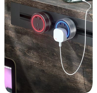 Barre d'alimentation murale modulaire amovible Jiaxin à 6 prises et 2 ports en aluminium noir pour cuisine