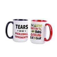 Mug à sublimation en gros, mug personnalisé avec impression intégrale, mug en céramique bicolore, mug de 15 oz pour cadeau d'entreprise avec logo personnalisé