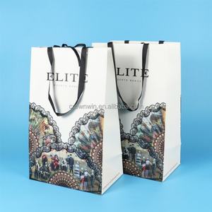 Crown Win Custom Logo Size Copper Coated Customer Shape CYMK Printing Shopping Bags Reticule with Ribbons Strings Hidden Handle - Product Image 6