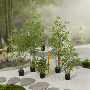 <span class=keywords><strong>Vente</strong></span> flash : Arbre en bambou artificiel de 1,80 m (6 pieds), herbe et feuilles en plastique simulées pour la décoration de la maison, du bureau, de l'hôtel et du jardin - Product Image 3