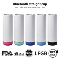 Gobelet isotherme intelligent en acier inoxydable de 20 oz, personnalisable, avec haut-parleur Bluetooth intégré, pour sublimation, idéal comme cadeau pour la conduite