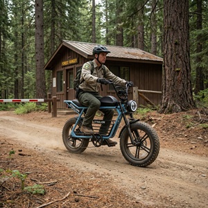 Vélo <span class=keywords><strong>de</strong></span> montagne électrique inspiré du VTT avec fourche à suspension avant, VTT électrique pour les sentiers forestiers et les chemins <span class=keywords><strong>de</strong></span> ravitaillement des gardes forestiers - Product Image 4