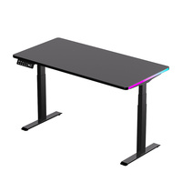 Bureau de jeu à éclairage RVB robuste réglable en hauteur OEM grande table de jeu pour ordinateur PC noir