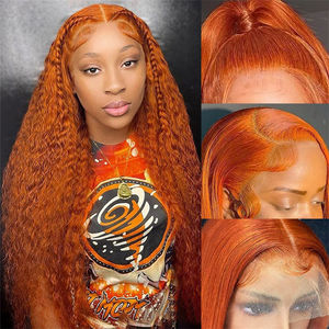 Perruque Lace Front <span class=keywords><strong>de</strong></span> Cheveux Humains Gingembre <span class=keywords><strong>Orange</strong></span> Vague d'Eau Profonde 13x4 Transparent HD Perruque Lace Perruques <span class=keywords><strong>de</strong></span> Cheveux Humains Vietnamiens Avec Frontale - Product Image 2
