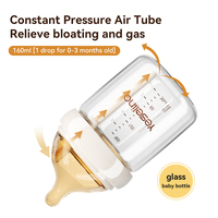 Biberon en verre borosilicate haute résistance avec tétine en silicone à large ouverture sans BPA, pour nourrissons de 0 à 6 mois