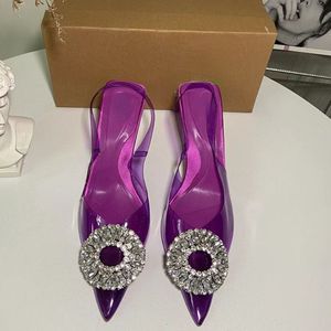 Chaussures à talon transparent, mules transparentes à talon crayon avec perles pour femmes - Product Image 5