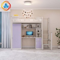Lit superposé moderne en acier YiCun pour adultes, idéal pour appartement étudiant, avec armoire, bureau et casier intégrés, lit de dortoir économique