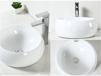 Vasque cylindrique ronde à poser sur comptoir, en céramique, blanc brillant, moderne et minimaliste, pour salle de bain