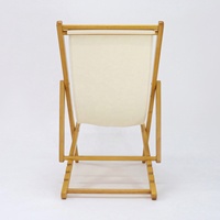 Chaise de plage pliante en bois massif avec dossier réglable et siège en tissu, chaise longue en bois pliable pour extérieur, patio, jardin, plage