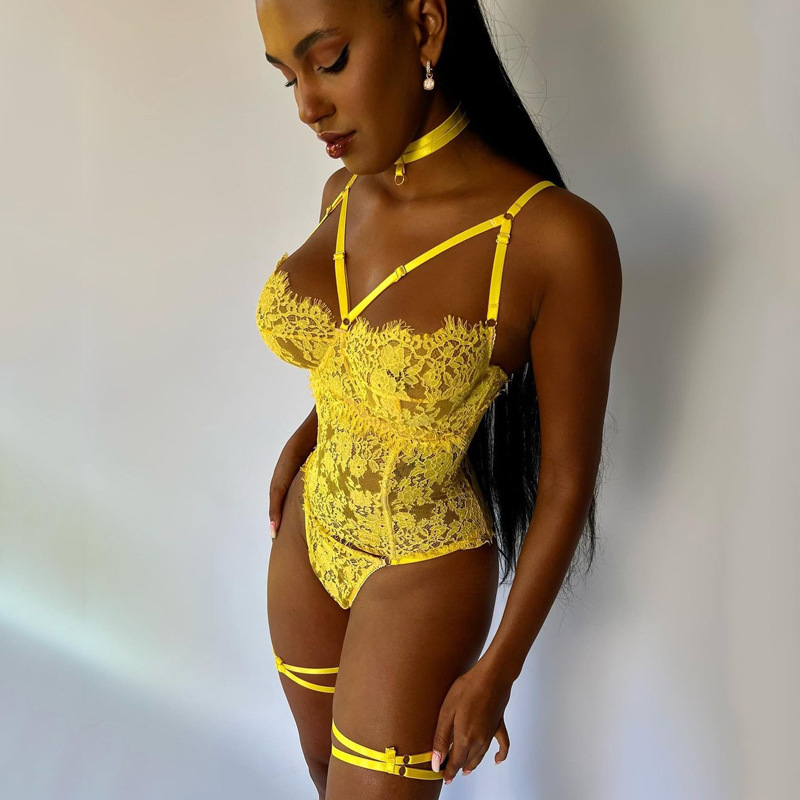 2023 Attractive Yellow Sexy Lingerie Set with Lace 2023 Attractive Yellow Sexy Lingerie Set with Lace