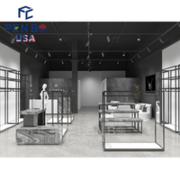 Présentoir métallique lumineux à LED personnalisé, écologique, pour magasin de vêtements, design simple noir, pour rendu 3D, montage facile