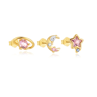 Birth stone 18 Karat vergoldet Sterling Silber Minimalist Fine Fashion Piercing Schmuck Ohr stecker Großhandel Frauen