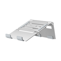 Support réglable pour tablette et ordinateur portable en alliage d'aluminium avec support stable et réglable en hauteur, portable, argenté