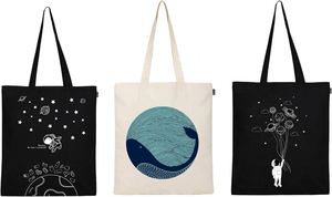 Bolsa de Compras de Lona de Algodón Ecológica Reutilizable con Logotipo Personalizado, Color Negro y Blanco, Venta al Por Mayor - Product Image 4