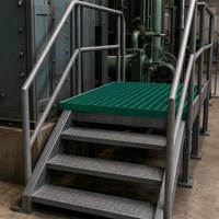 Panel Grating Serat Kaca Anti Selip FRP Square Mesh 25mm 38mm 50mm untuk Jalan Kaki