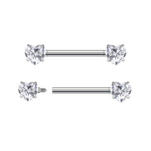 Anello per Capezzolo alla Moda in Titanio ASTM F136 con Zirconia Cubica a Forma di Cuore Gioiello per <span class=keywords><strong>Piercing</strong></span> Corporeo - Product Image 3