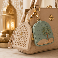 Porte-monnaie islamique 3D en silicone, motif Mihrab, sac cabas octogonal, motif palmier découpé, motif treillis, fermeture éclair, porte-clés, breloque de sac, mini portefeuille, Ramadan