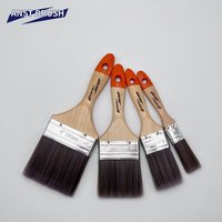 Pinceau plat à poils synthétiques de 3 pouces (violet + olive) pour peinture à l'eau, manche en bois industriel, OEM professionnel