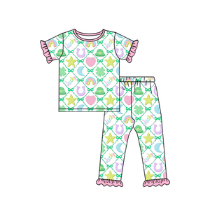 Baby <strong>St</strong>. <strong>Patrick's</strong> <strong>Day</strong> Pajama Set Toddler Girl Short Sleeve Long Pants Holiday Print Boutique Loungewear Wholesale Pre-order - Product Image 6