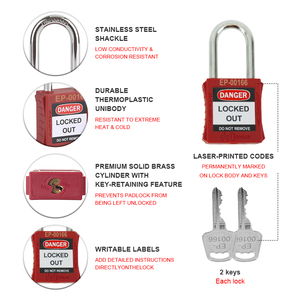 <span class=keywords><strong>Cadenas</strong></span> de sécurité en ABS rouge de haute qualité, antivol et antirouille, avec anse en acier trempé, vente en gros directe usine Chine - Product Image 3