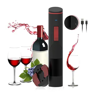 Juego eléctrico de regalo multifunción Usb recargable 2023 cerveza sin quitar sacacorchos con cortador de papel de aluminio abridor de botellas de vino