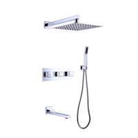 Robinet Mitigeur de Douche Carré en Acier Inoxydable à Encastrer Mural, en Laiton, Finition Céramique Polie, Design Contemporain