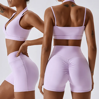 Nouvel arrivage de soutien-gorge de sport de gymnastique ensemble court de vêtements de fitness vêtements d'entraînement vêtements de sport ensemble de motard et de yoga