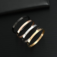 Bracelet jonc en acier inoxydable pour hommes et femmes, minimaliste, géométrique, couple, gravé, couleur or