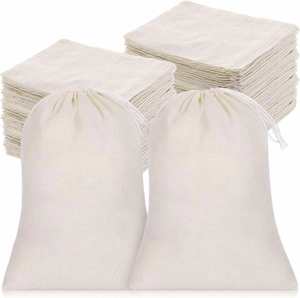Sachets de thé en gaze de coton biologique, mini-sachets d'emballage personnalisés en maille avec cordon de serrage, petite pochette anti-poussière en mousseline avec logo personnalisé, sac en coton - Product Image 6