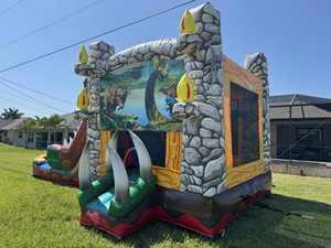 Personalizado comercial <span class=keywords><strong>T</strong></span>-<span class=keywords><strong>Rex</strong></span> dinosaurio doble carril Jungle Park hinchable Castillo tobogán de agua Combo inflable Casa de rebo - Product Image 3