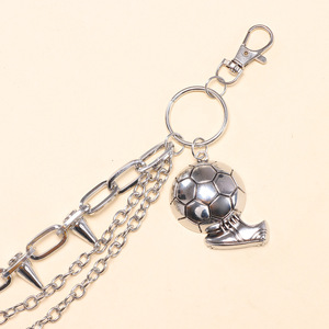 Chaîne de pantalon style européen et américain Yueli avec pendentif football et clous, chaîne de taille hip-hop en argent tibétain, mode décontractée - Product Image 4