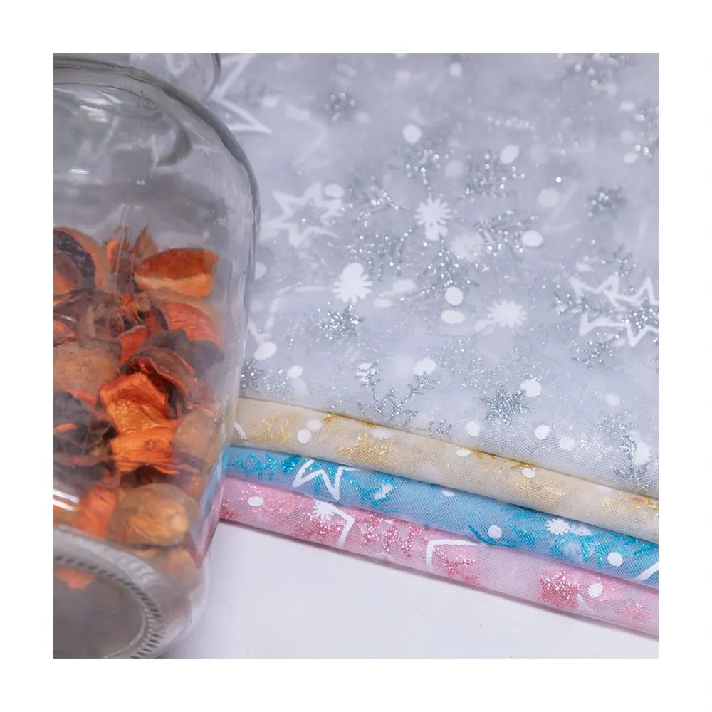 Fairy air Piaopiao, разноцветная ткань со снежинками, с принтом, 100%, полиэфирная марлевая ткань для одежды