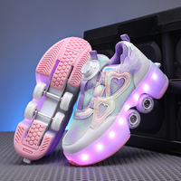 Chaussures de sport respirantes à semelle extérieure en TPR avec LED personnalisées pour enfants, patins à roulettes, baskets, mode étudiante