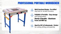 Table de fraisage multifonctionnelle, établi de travail pour le travail du bois, table de fraisage portable, table de fraisage pliable