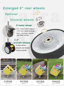 รถเข็นขนาดใหญ่สำหรับปิกนิกและพกพาได้,รถเข็นแบบเลื่อนได้พร้อมฝาปิดและที่จับยืดหดได้ - Product Image 5