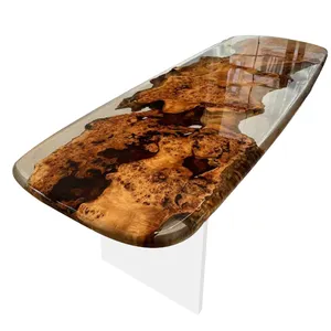 Tabela de resina epóxi ponta alta, design especial de madeira sólida