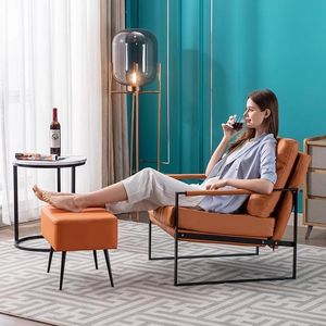 Nordic Style Single Sofa Chair Italian <b>Light</b> Luxury Wrought Iron Leisure Chair Simple Small Apartment Seat Living Room Tiger - Product Image 1