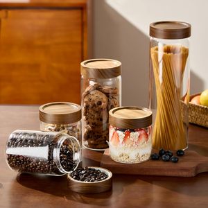 Ensemble de bocaux de conservation décoratifs hermétiques pour la cuisine, en verre borosilicate, avec couvercle en bambou - Product Image 5