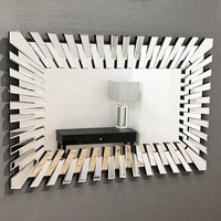 Miroir mural classique argenté, plat et rectangulaire, de forme carrée, avec fermeture éclair, pour le salon