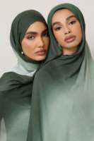 Nouveau Hijab Long Musulman à Couleurs Dégradées, Bords Doublement Cousus, en Modal Ombré, Tissé, Respirant et Léger