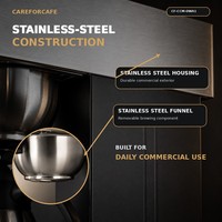 Machine à café professionnelle en acier inoxydable avec écran tactile, remplissage automatique et manuel, et fonction thermos.