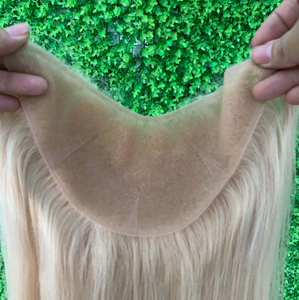 Topper en Soie <span class=keywords><strong>Blond</strong></span> <span class=keywords><strong>Cendré</strong></span> Naturel, Cheveux Humains Brésiliens Remy, Système de Remplacement Capillaire en Forme de V - Product Image 1