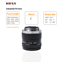 Objectif industriel HIFLY FA 16 mm 5MP 2/3'' à focale fixe, manuel, grande ouverture pour caméra de vision industrielle