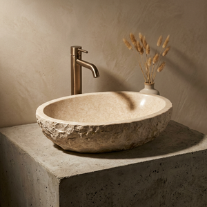 Lavabo <span class=keywords><strong>da</strong></span> <span class=keywords><strong>Appoggio</strong></span> Rotondo in Marmo Naturale Moderno Aquarius con Finitura Spazzolata Eco-Friendly <span class=keywords><strong>per</strong></span> <span class=keywords><strong>Bagno</strong></span> - Product Image 1