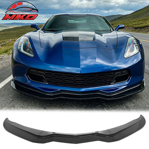 เหมาะสำหรับ Chevrolet Corvette C7 ปี 2014-2019 สเกิร์ตกันชนหน้าสไตล์ Stage 2 สีดำเงา - Product Image 1