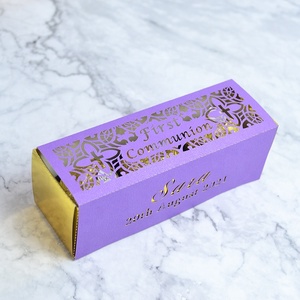 <span class=keywords><strong>Christian</strong></span> Cross Design Laser Cut Rước Lễ Lần 1 Hộp Quà Tặng Lễ Rửa Tội - Product Image 2