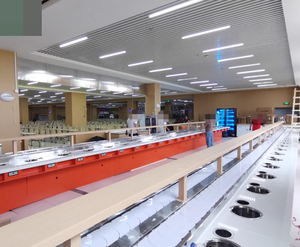 โต๊ะหม้อไฟหมุนได้ รางหม้อไฟหมุน อุปกรณ์หม้อไฟแบบหมุน <span class=keywords><strong>สายพาน</strong></span>หม้อไฟแบบหมุนสำหรับร้านอาหาร<span class=keywords><strong>บุฟเฟ่ต์</strong></span> - Product Image 4