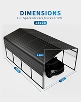 Abri de voiture moderne en métal, auvent de garage extérieur, base renforcée, toit en acier galvanisé thermolaqué, abri de voiture robuste et durable