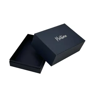 Grand carton de papier personnalisé de luxe personnalisé personnalisé mat noir 2 deux pièces couvercle et base boîte-cadeau emballage avec logo